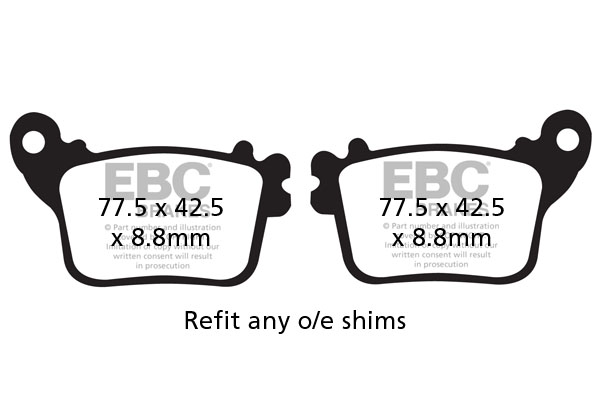 HONDA CBR600/1000 , SUZUKI GSXR750/1000, YAMAHA R6,R1 SINTER ARKA FREN BALATASI