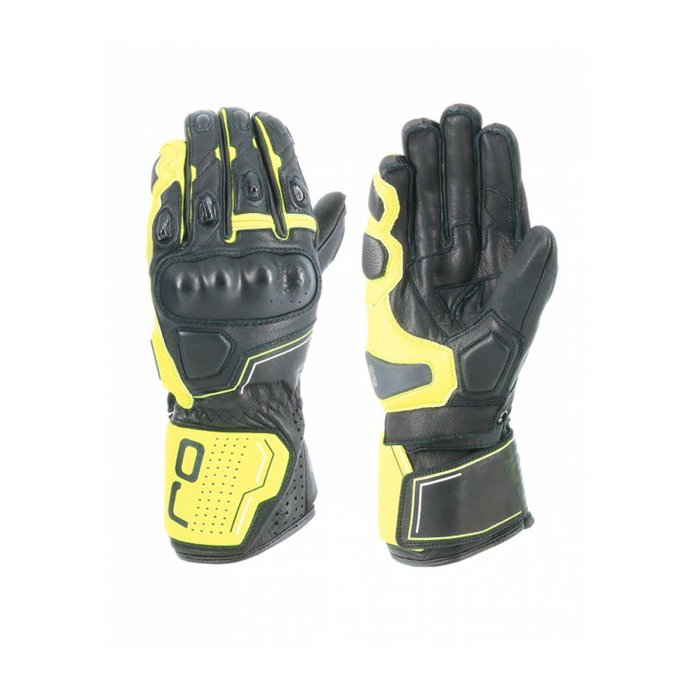OJ SLEEK SİYAH/SARI KORUMALI UZUN RACING DERİ ELDİVEN XL